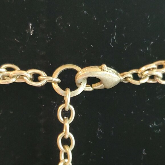 RARE Ann Taylor Loft Double Strand Necklace Green Rhinestones - Picture 5 of 7